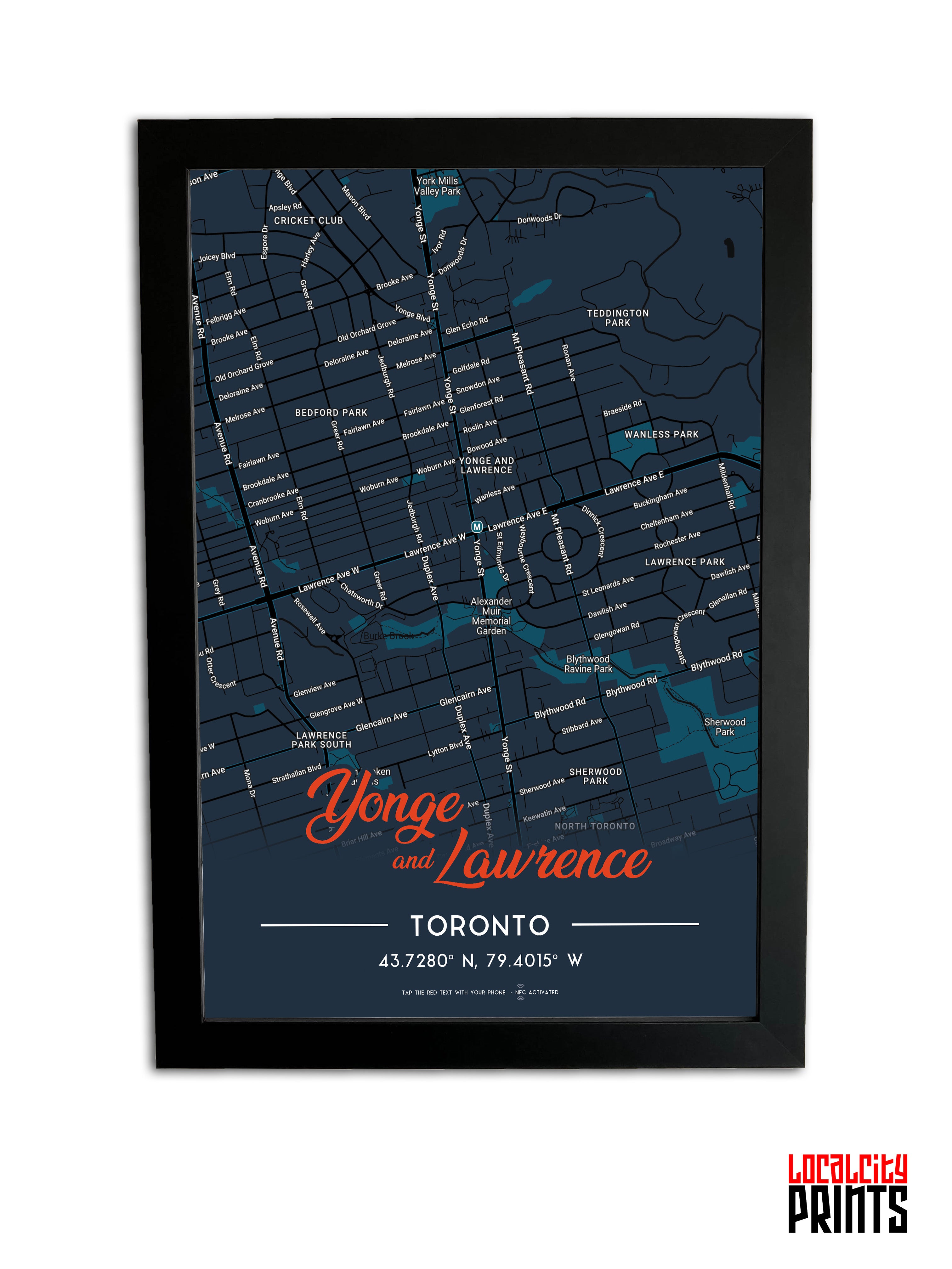 Yonge & Lawrence Map NFC Poster - Dark Theme
