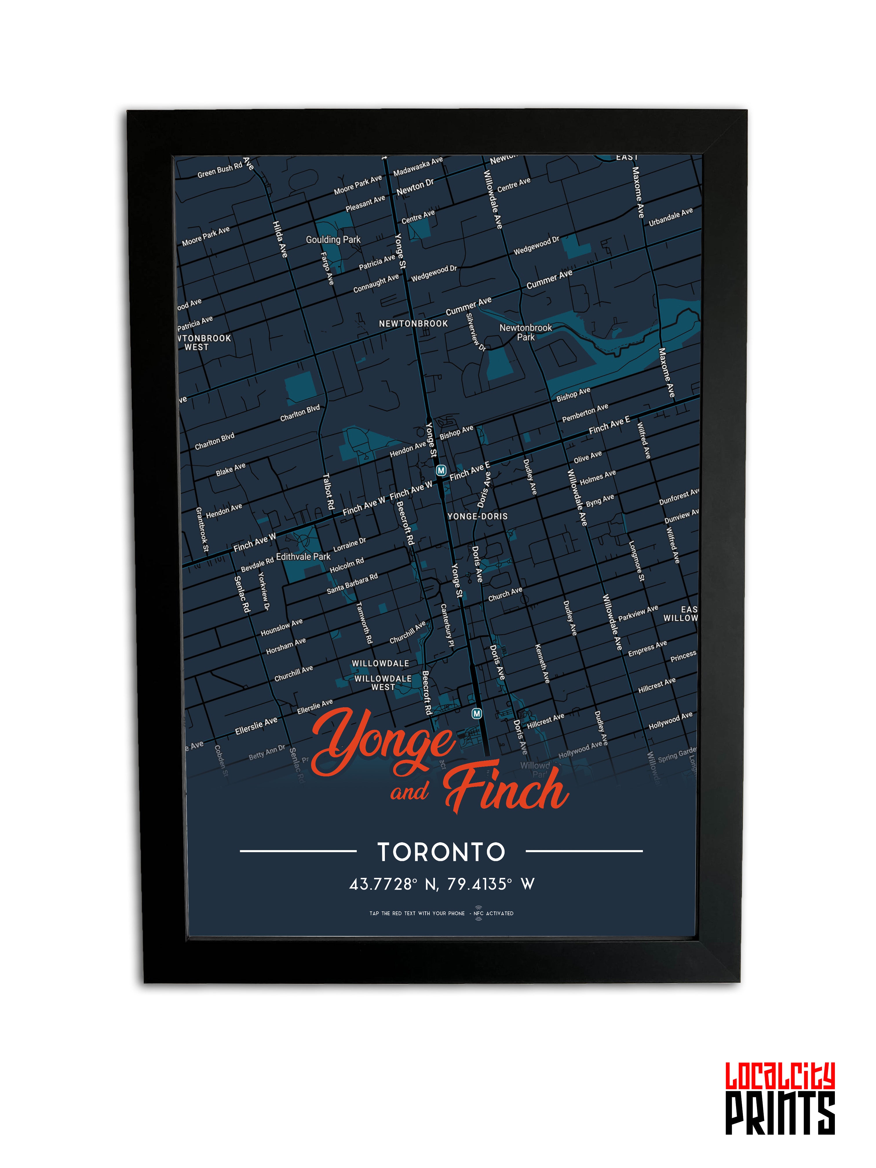Yonge & Finch Map NFC Poster - Dark Theme