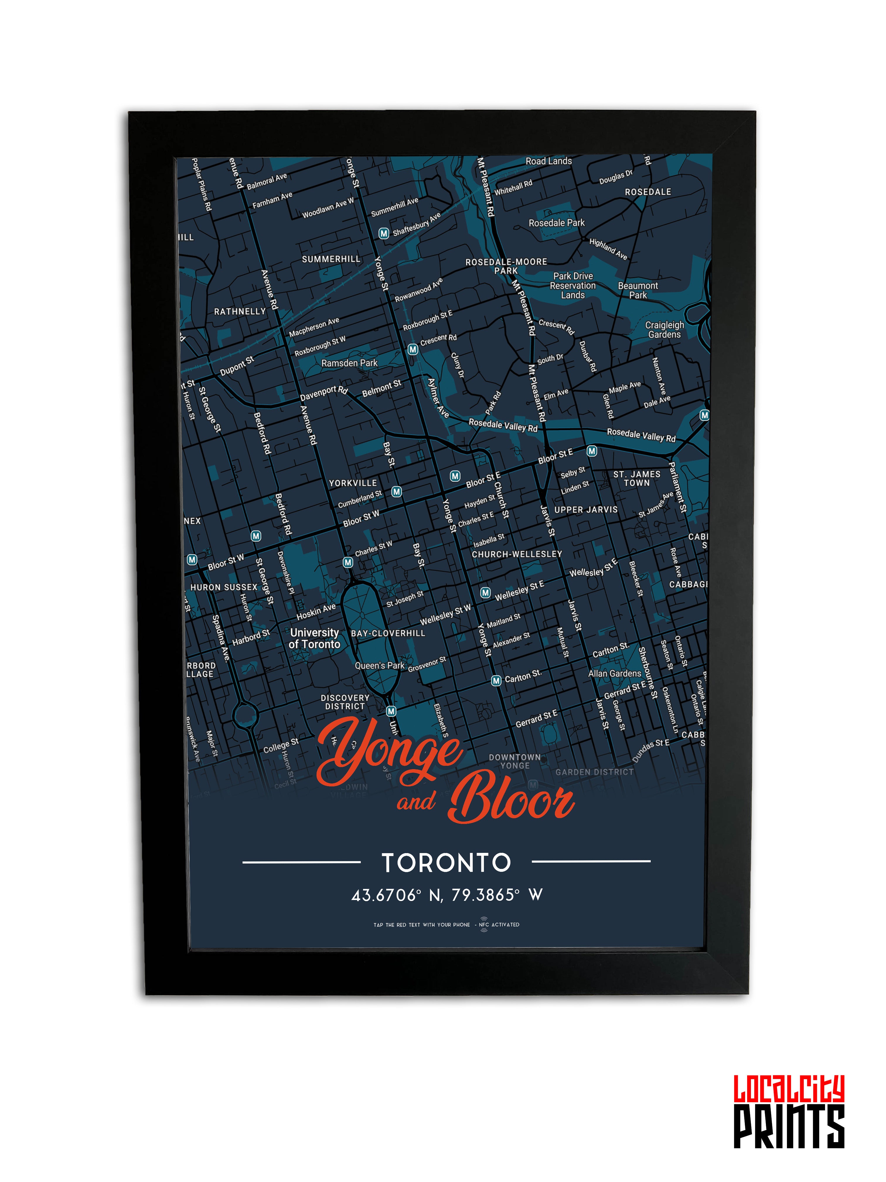 Yonge & Bloor Map NFC Poster - Dark Theme