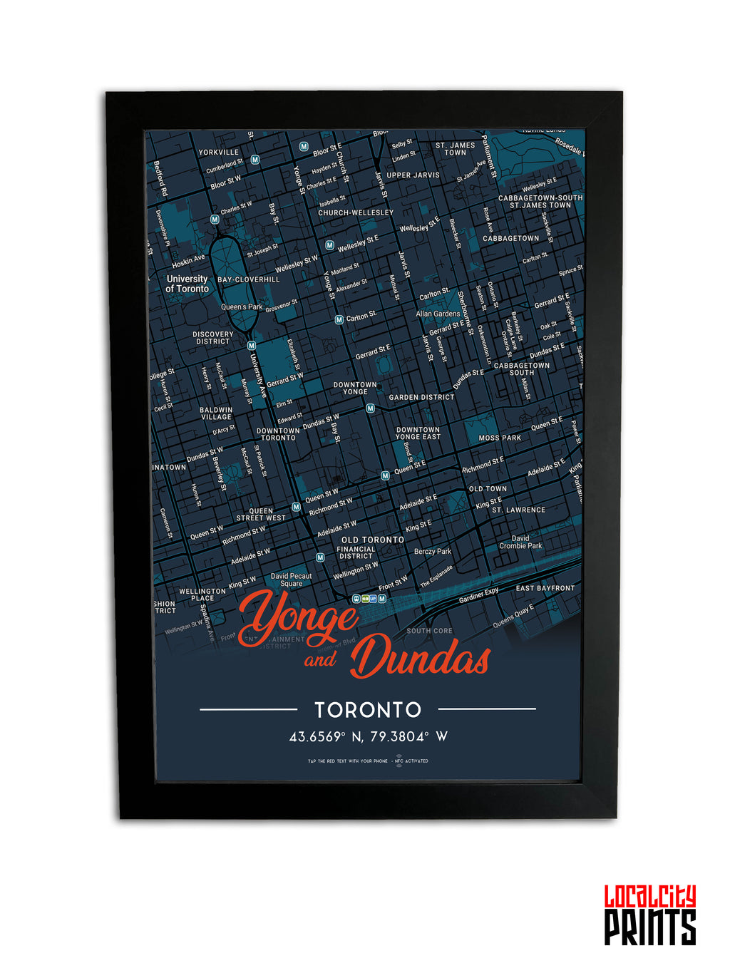 Yonge & Dundas Map NFC Poster - Dark Theme