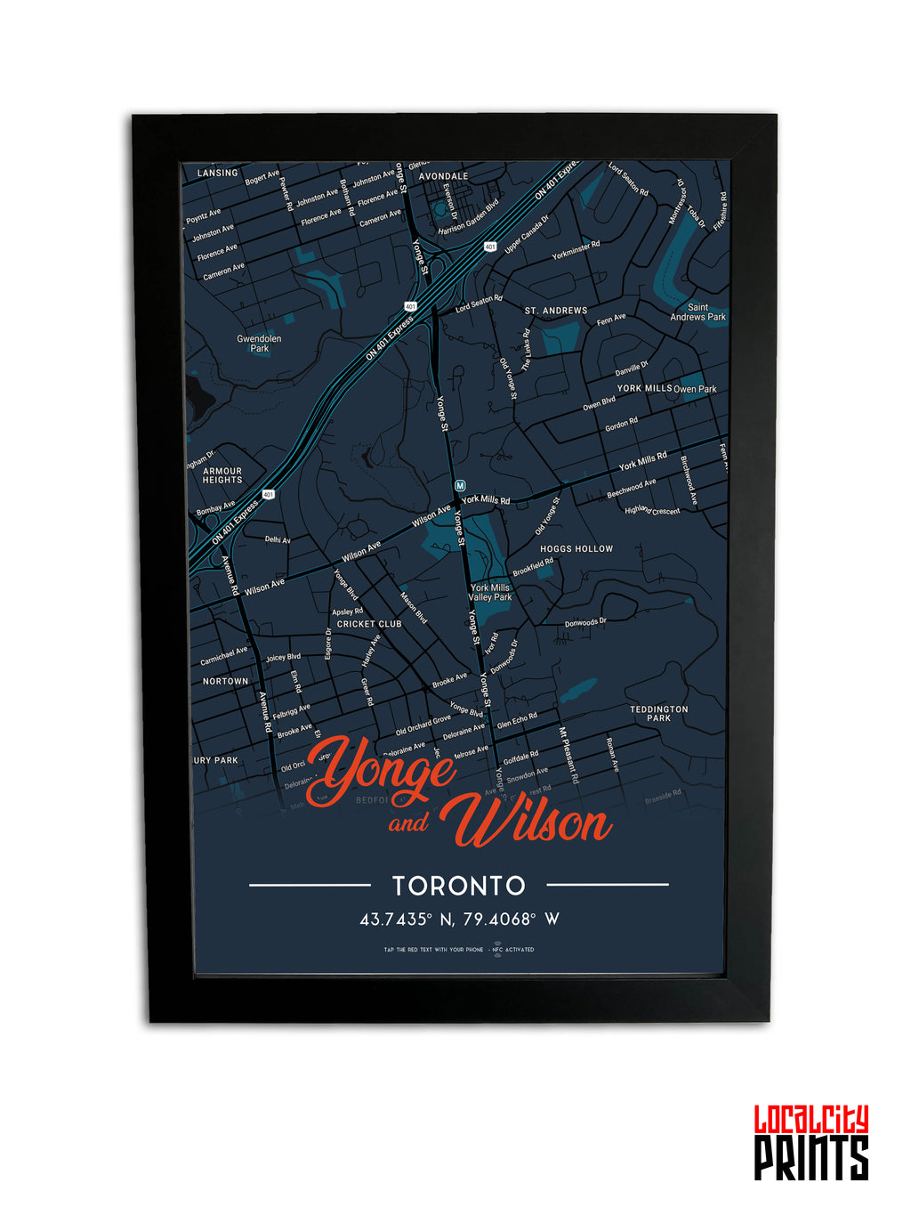 Yonge & Wilson Map NFC Poster - Dark Theme
