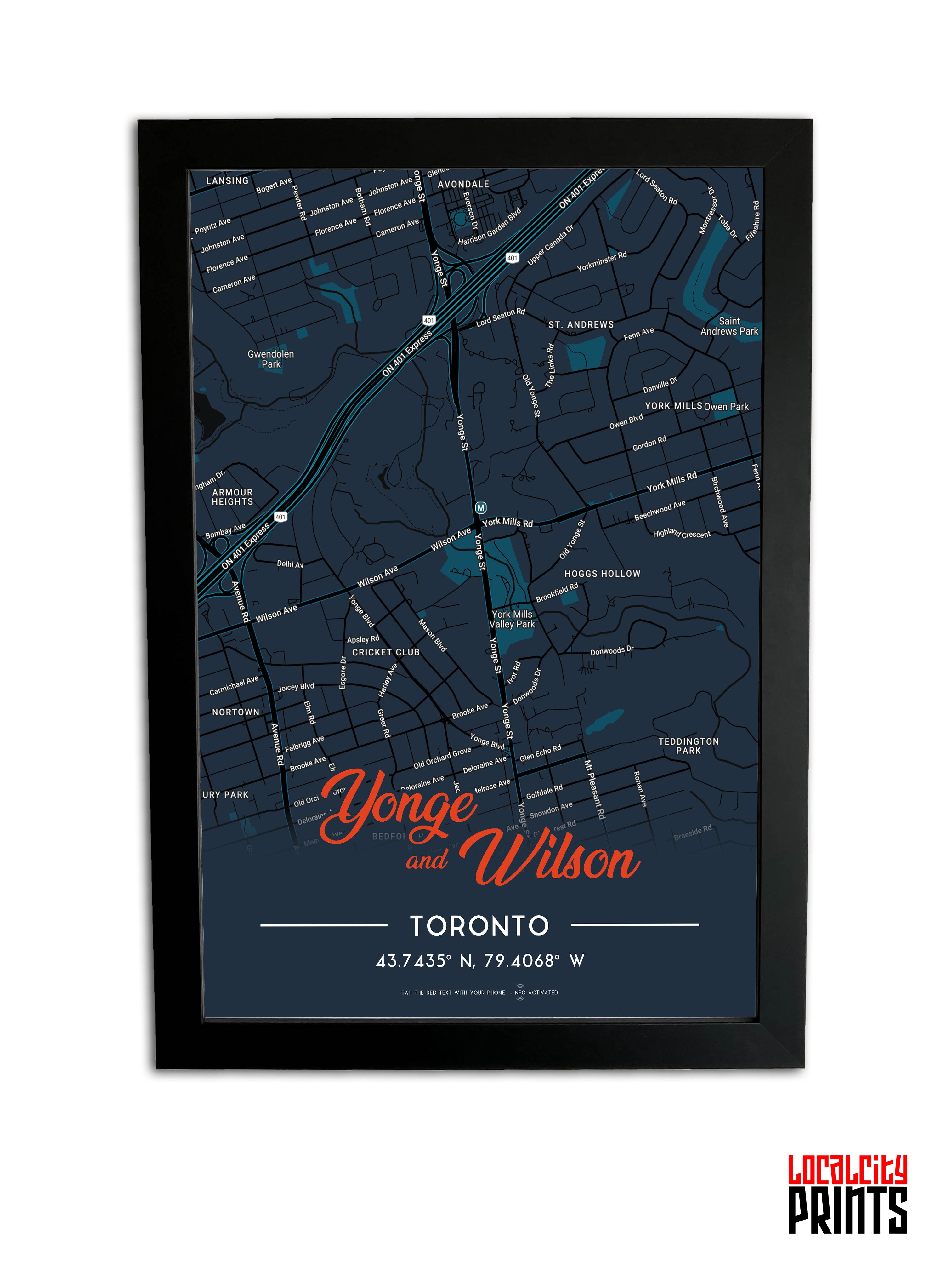 Yonge & Wilson Map NFC Poster - Dark Theme