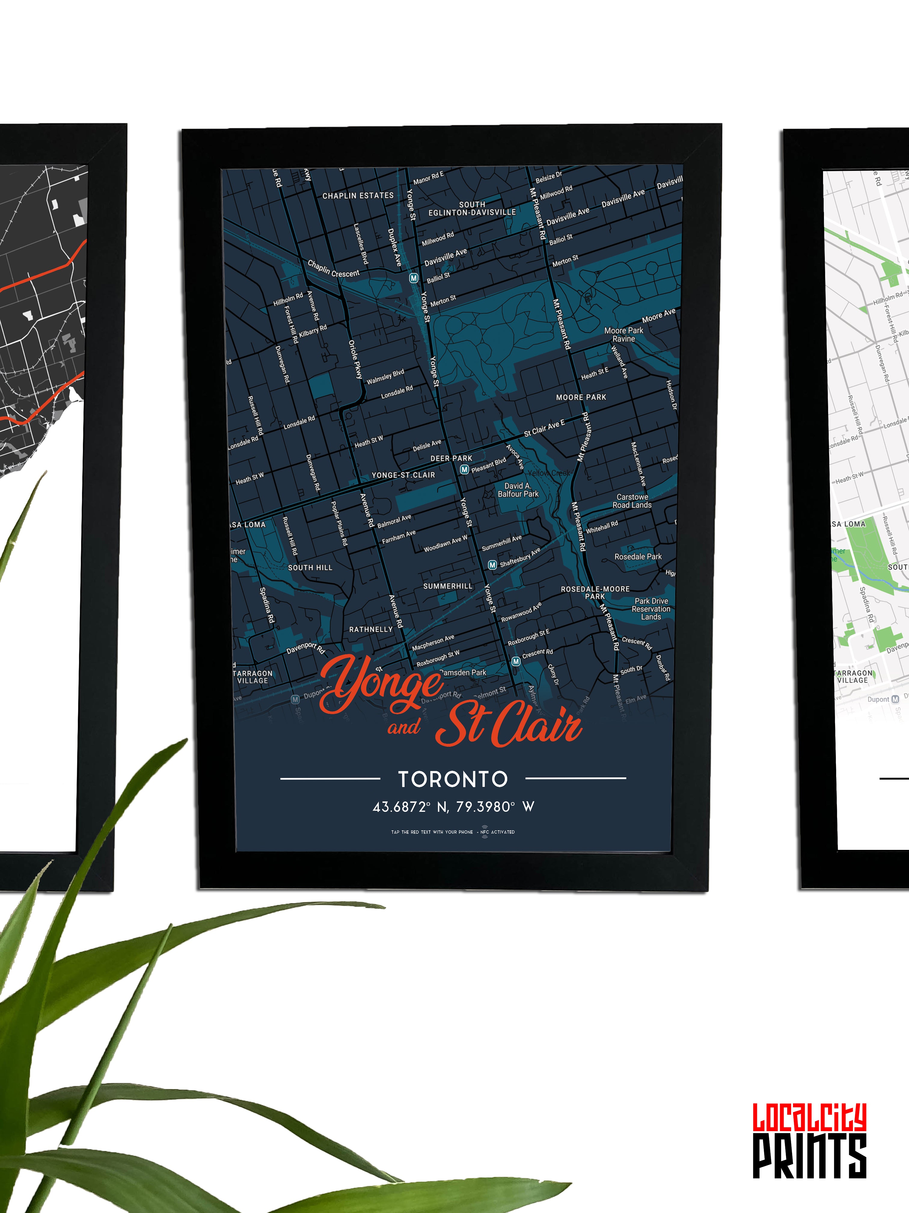 Yonge & St Clair Map NFC Poster - Dark Theme