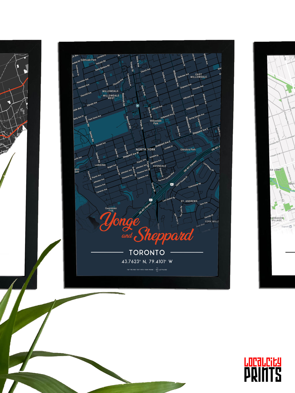 Yonge & Sheppard Map NFC Poster - Dark Theme