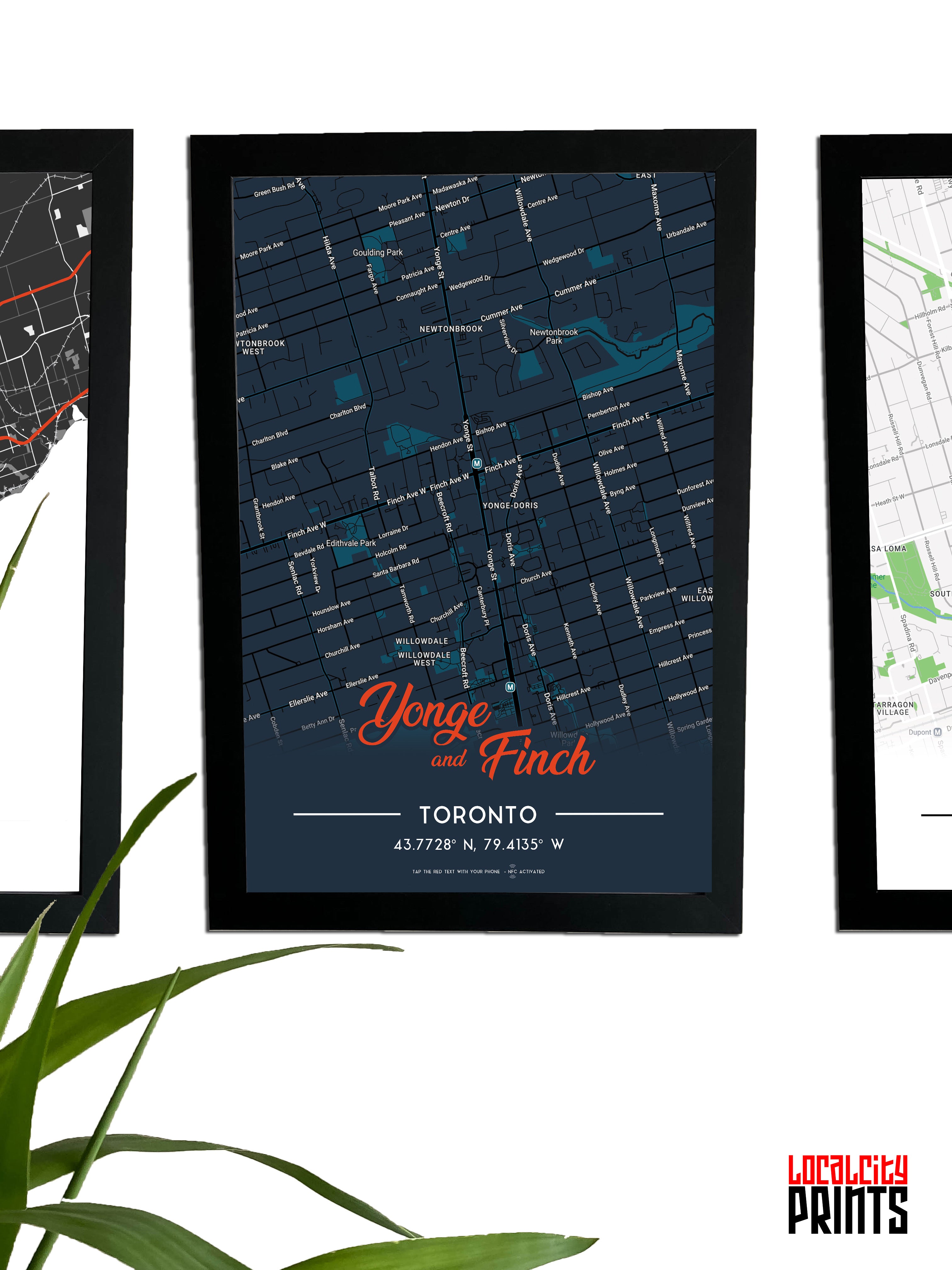 Yonge & Finch Map NFC Poster - Dark Theme