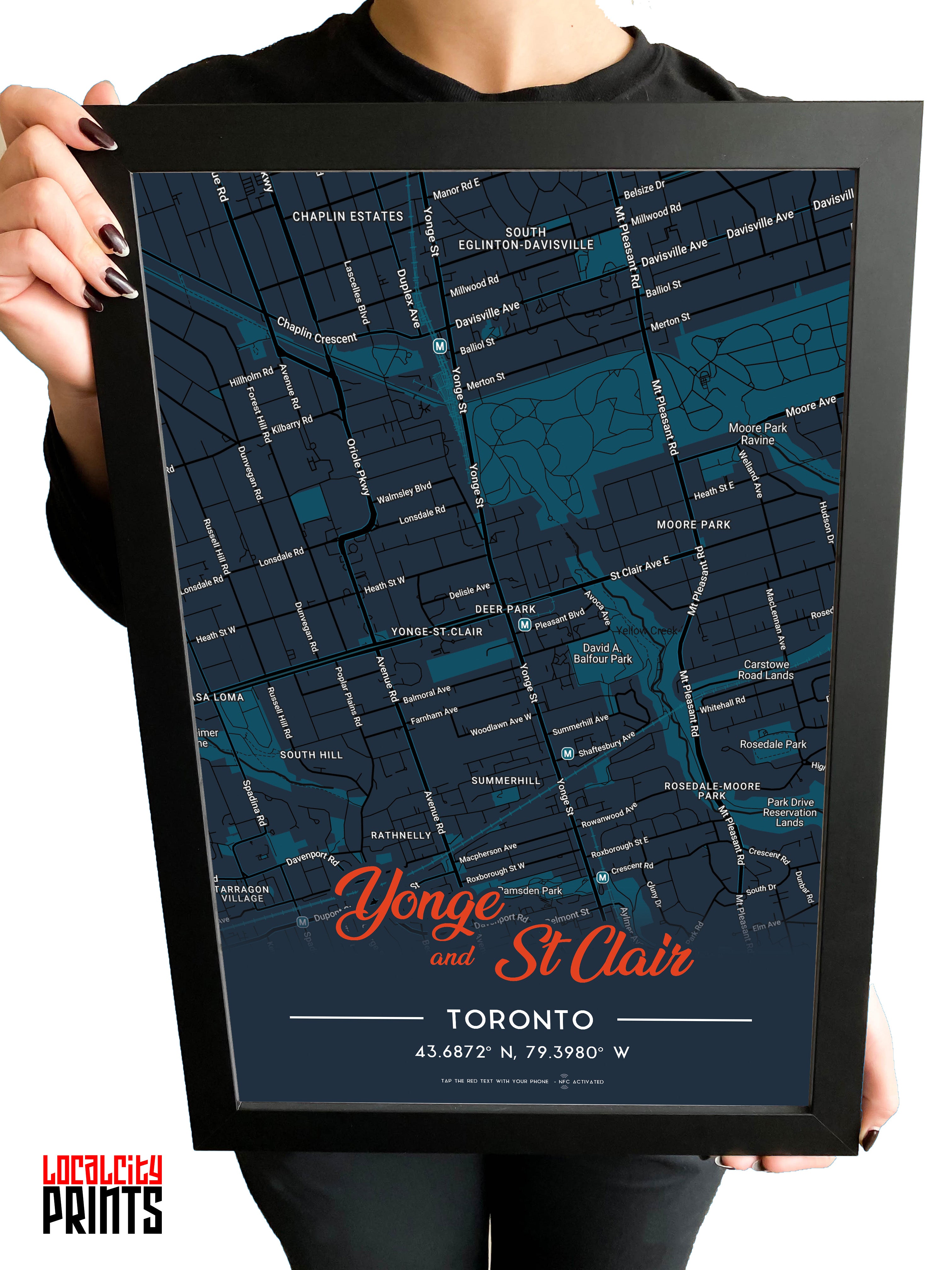 Yonge & St Clair Map NFC Poster - Dark Theme