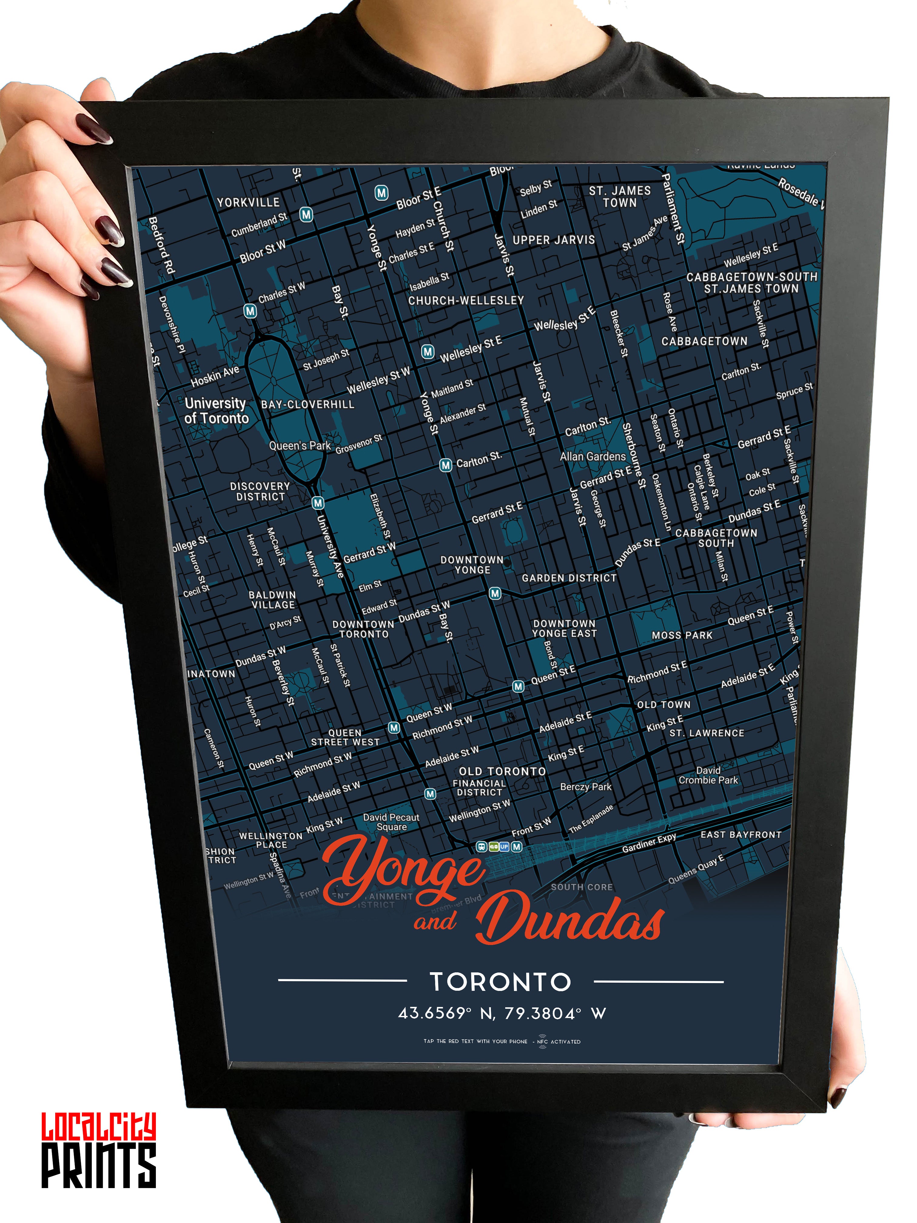 Yonge & Dundas Map NFC Poster - Dark Theme