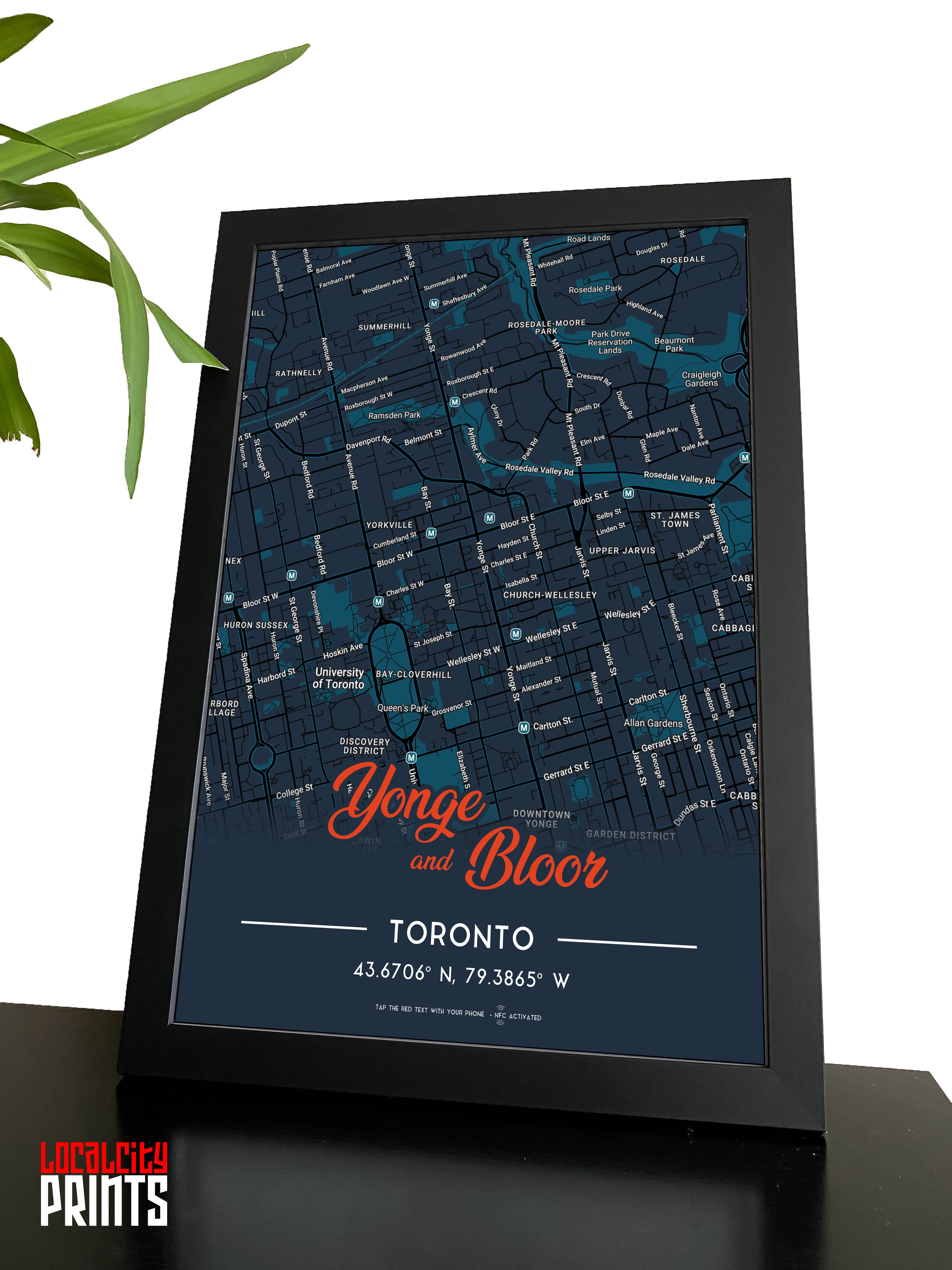 Yonge & Bloor Map NFC Poster - Dark Theme