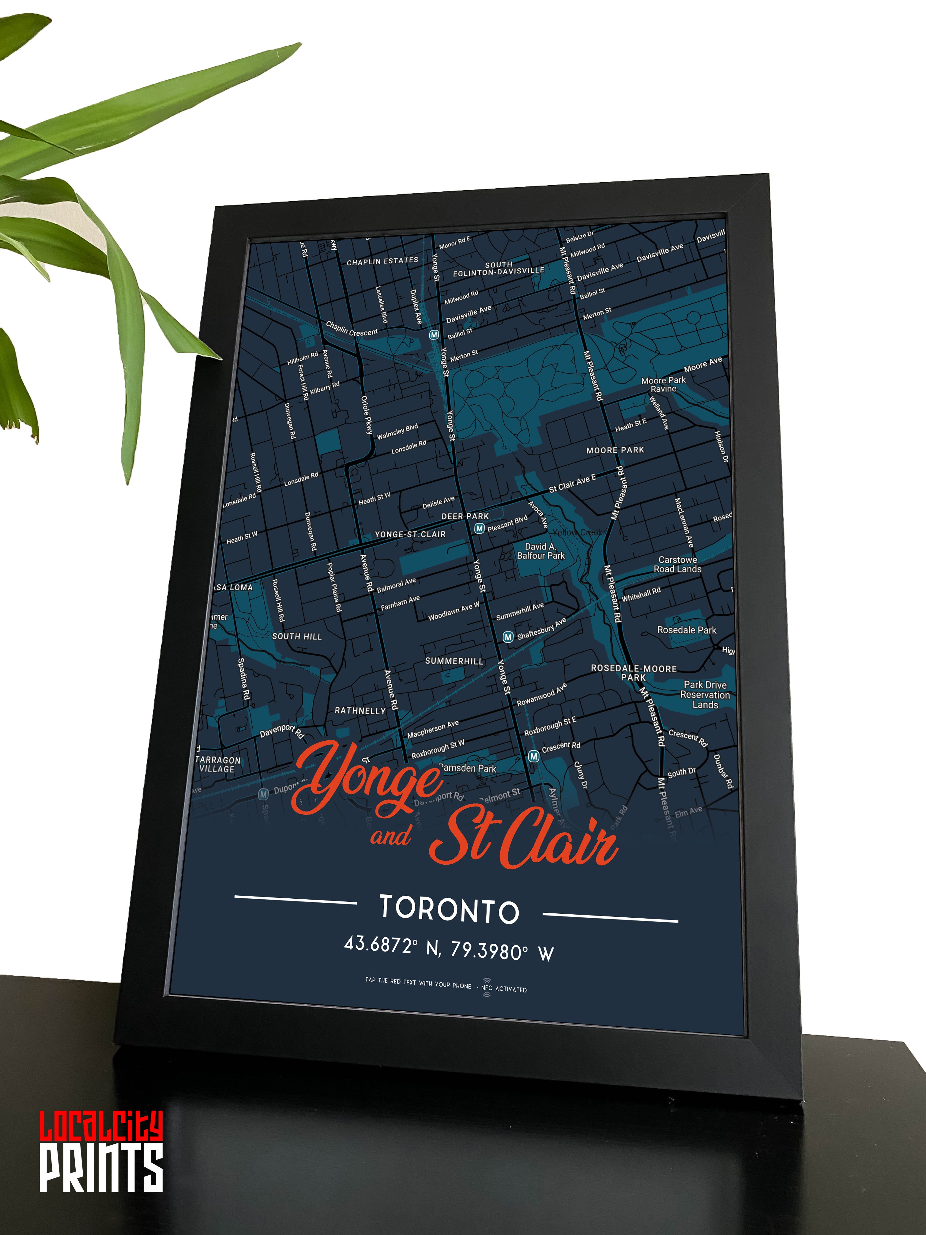 Yonge & St Clair Map NFC Poster - Dark Theme