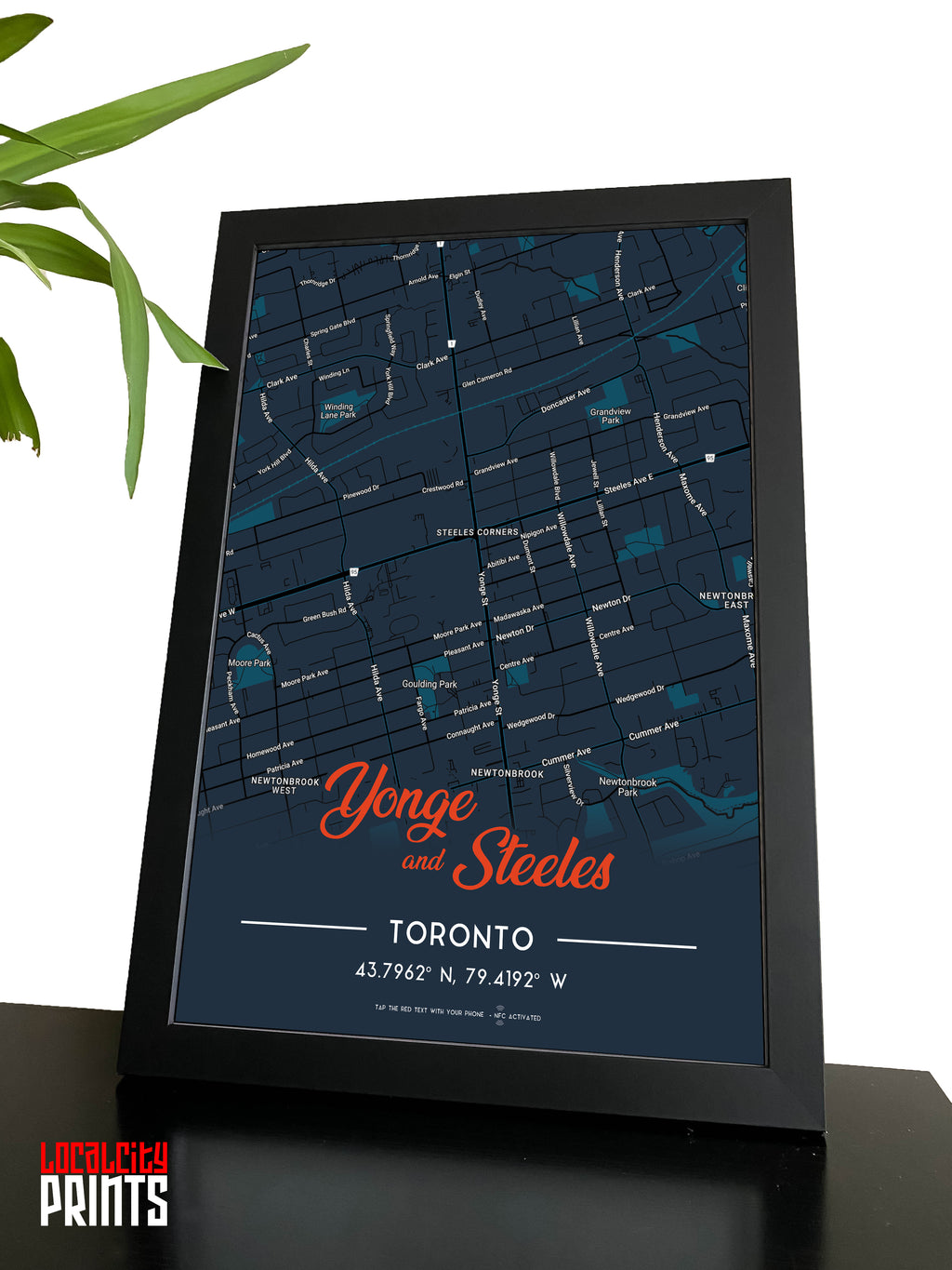 Yonge & Steeles Map NFC Poster - Dark Theme