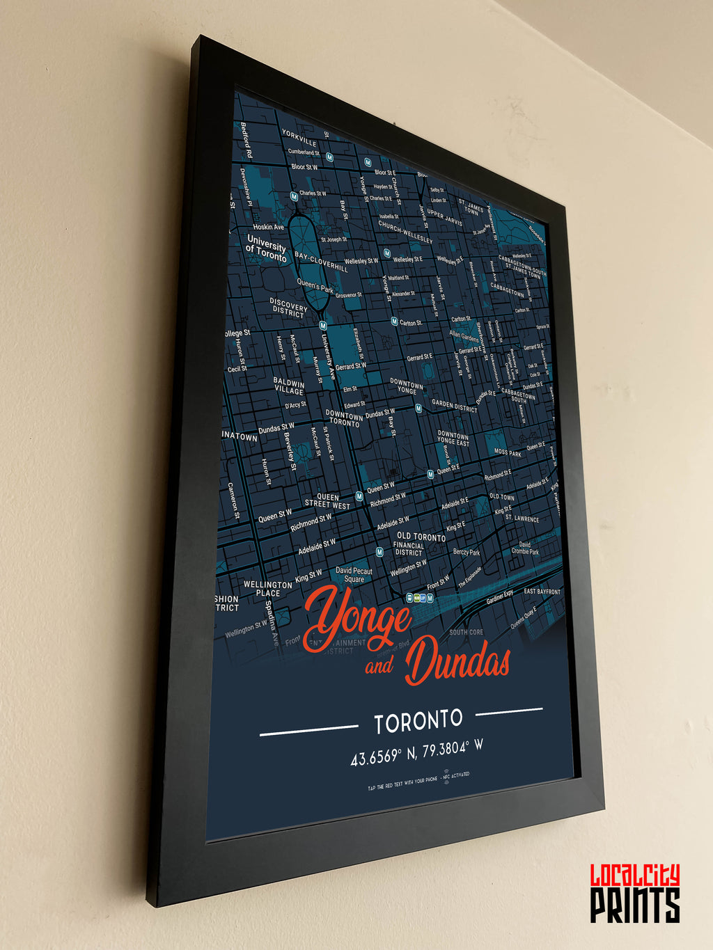 Yonge & Dundas Map NFC Poster - Dark Theme