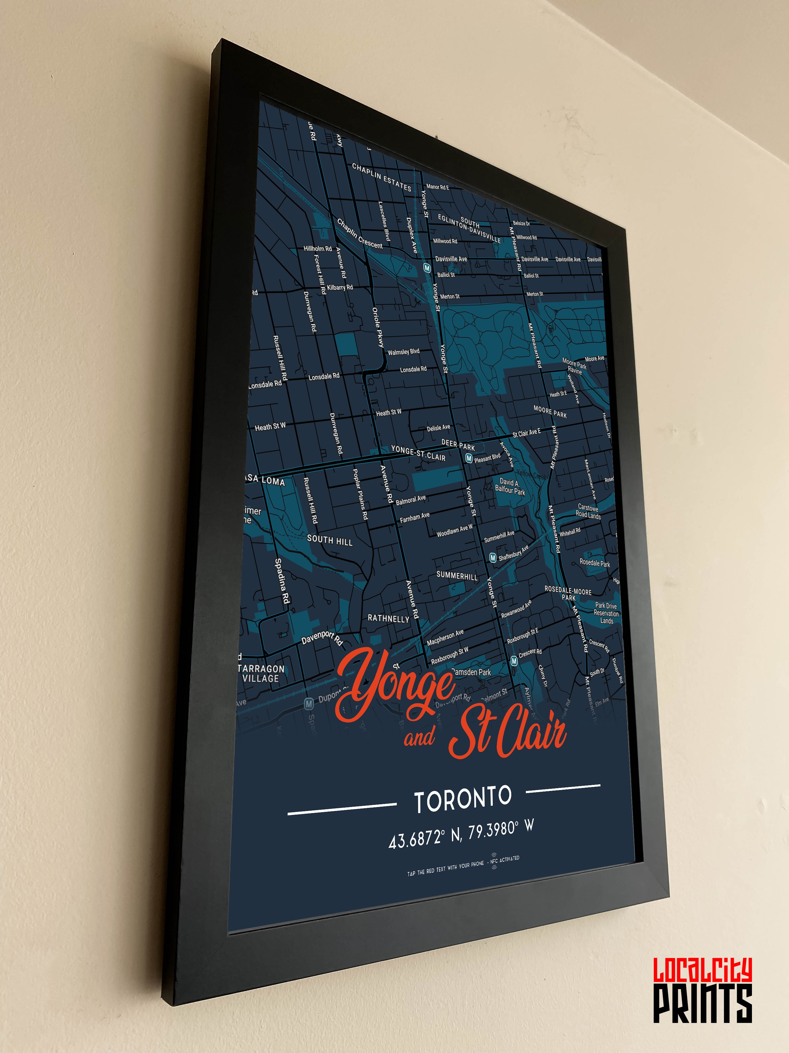 Yonge & St Clair Map NFC Poster - Dark Theme