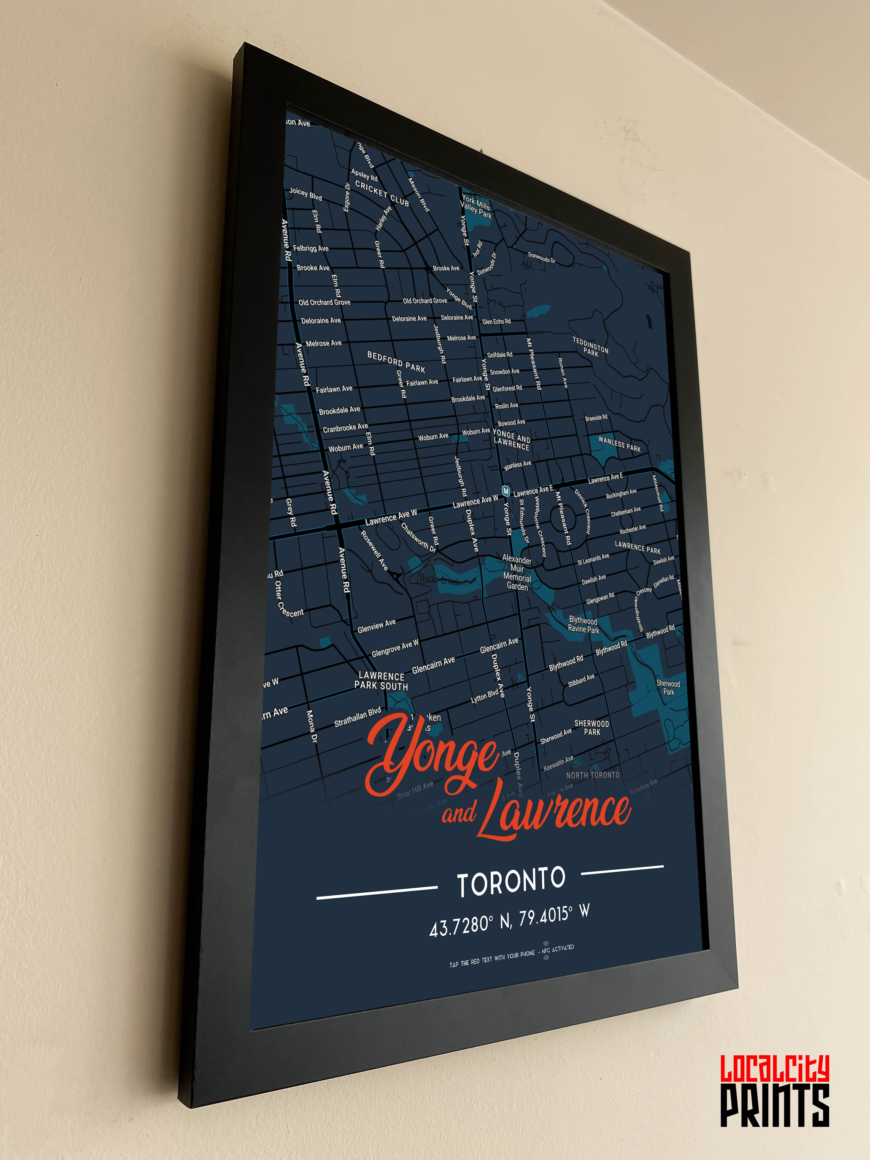Yonge & Lawrence Map NFC Poster - Dark Theme