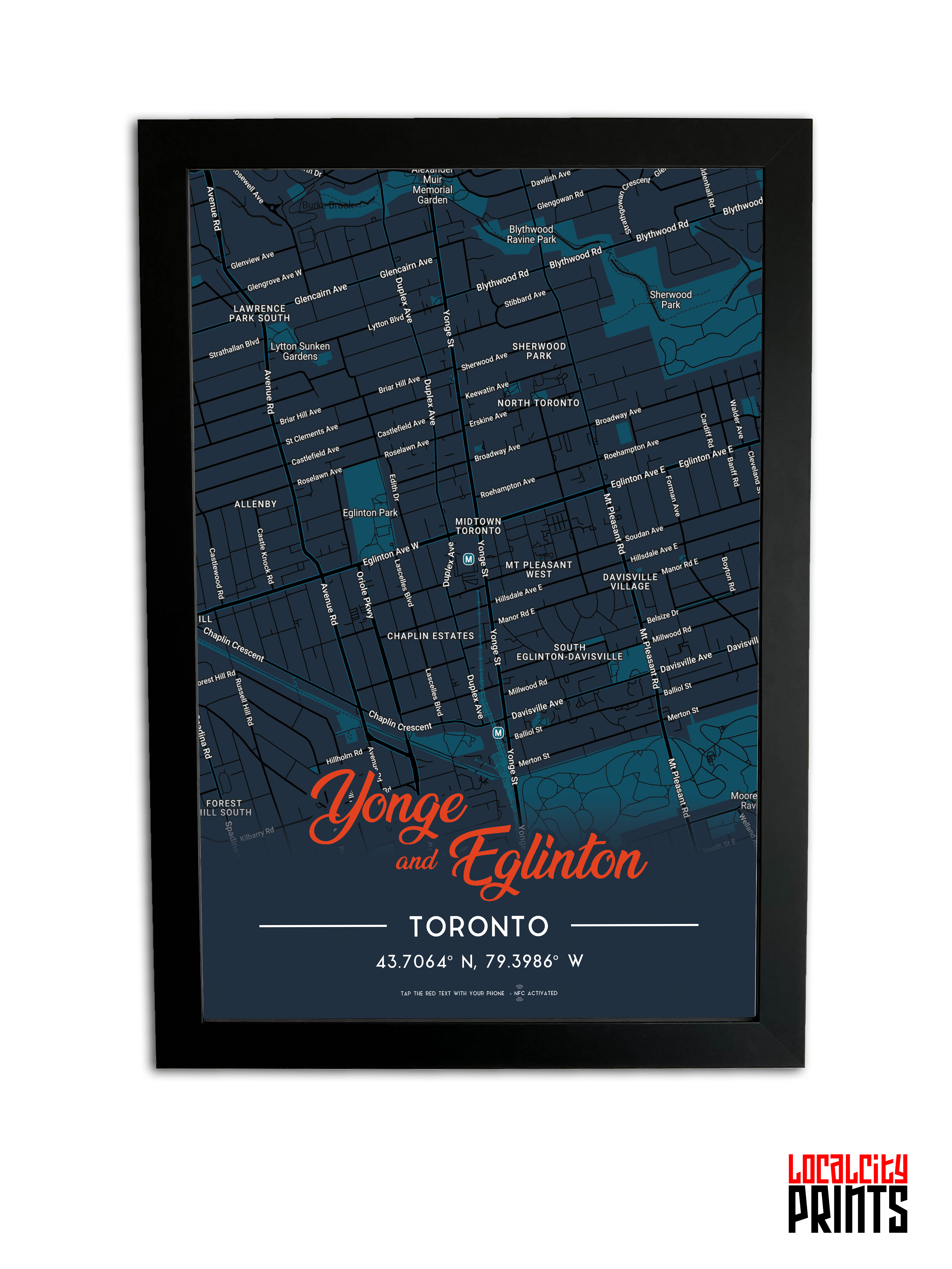 Yonge & Eglinton Map NFC Poster - Dark Theme